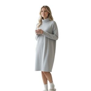 Zara Turtleneck Sweater Dress Women’s Sz M Heather Gray Long Sleeve Fleece